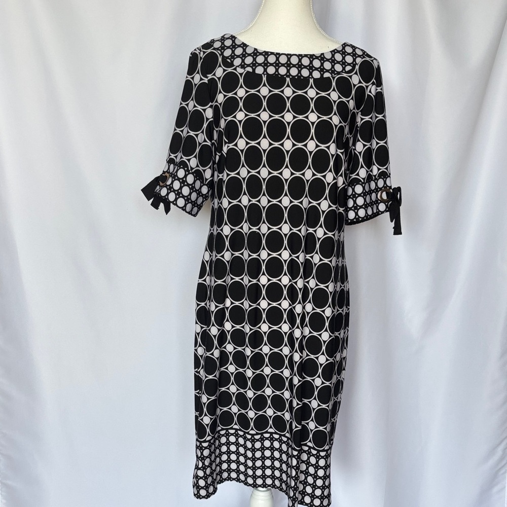 Sandra Darren Geometric Circle Print Midi Dress Women’s 8 EUC